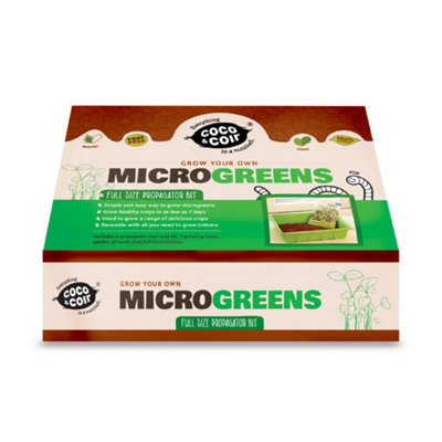 Coco & Coir Grow Your Own Microgreens Full Kit  Seed Propagator Gardening Gift Set  Harvest In Up To 2 Weeks. Seeds Included