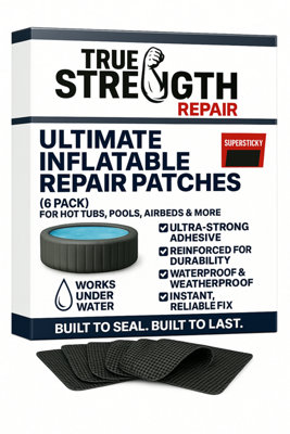 True Strength Repair 6 Pack Black Inflatable Repair Patches Super Sticky Reinforced Mesh Adhesive Tape For Air MattressPoolBoatKayakTent Xl from B&Q
