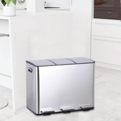 STARNINE 45L Recycling Bin Dual Compartment Kitchen Pedal Dust Bin Removable Waste Separation Bin Soft Closing Kitchen Waste Bin from B&Q