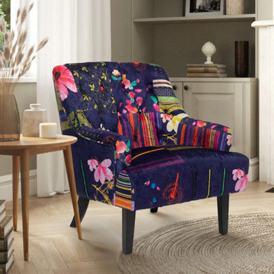 Fabric Purple Patchwork Lydia Accent Chair from B&Q