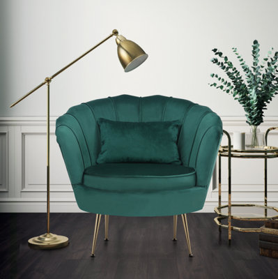 Velvet Emerald Green Daisy Accent Chair from B&Q