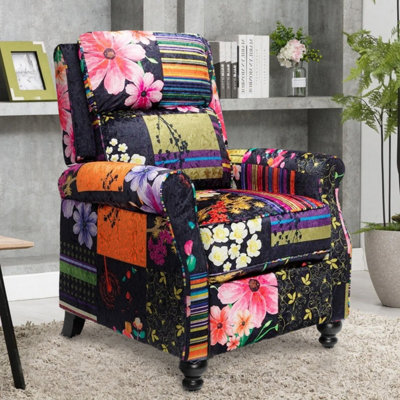 Black Patchwork Manual Recliner Chair Multicolour from B&Q