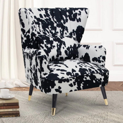 Fabric Cow Print Accent Wingback Chair from B&Q