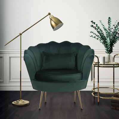 Velvet Bottle Green Daisy Accent Chair from B&Q