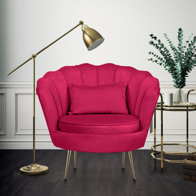 Velvet Dark Pink Daisy Accent Chair from B&Q