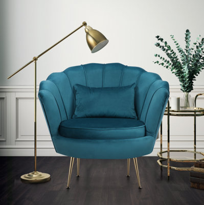 Velvet Teal Daisy Accent Chair from B&Q
