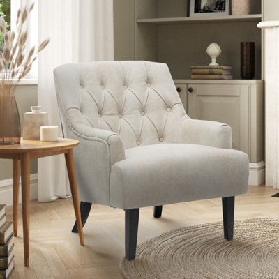 Faux Leather Suede Cream Lydia Accent Chair from B&Q