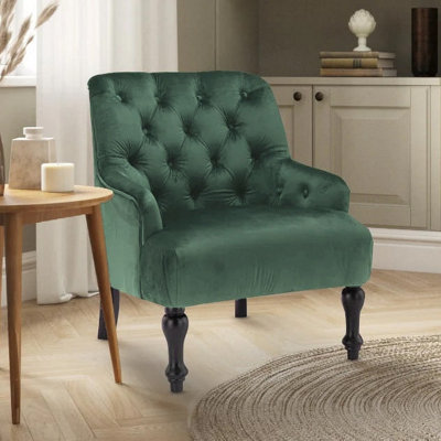 Velvet Bottle Green Armina Accent Chair from B&Q