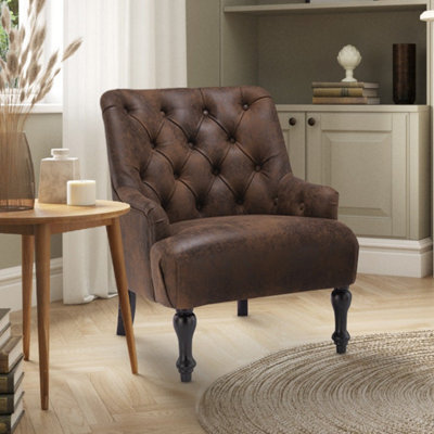 Faux Leather Suede Brown Accent Chair from B&Q