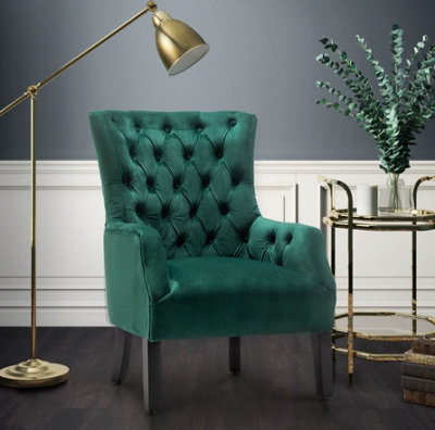 Velvet Emerald Green Gabriella Accent Chair from B&Q