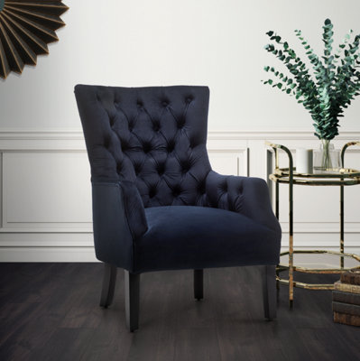 Velvet Navy Blue Gabriella Accent Chair from B&Q
