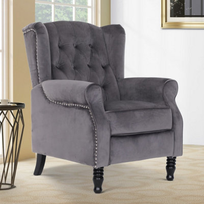 Dark Grey Manual Recliner Wingback Chair from B&Q