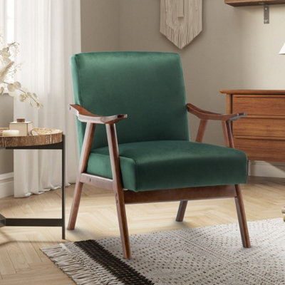 Velvet Bottle Green Selma Accent Chair from B&Q