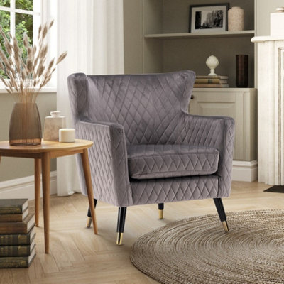 Velvet Light Grey Alessia Accent Chair from B&Q