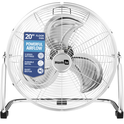 Homiu 20 Inch Floor Fan3 Speed High Velocity Portable Chrome FanCooling Fan For Home & Gym from B&Q