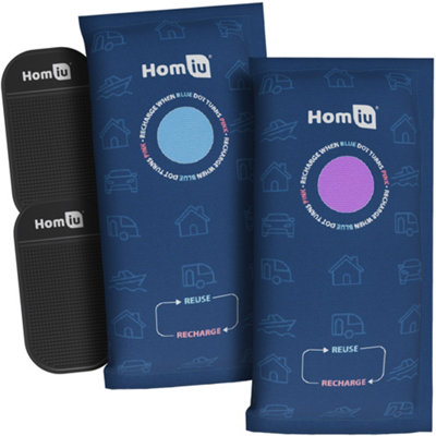 Homiu 1Kg Reusable Car Dehumidifier Bag (2 Pack)Anti Slip Dashboard MatMoisture Absorbers & Microwave Rechargeable Silica Gel from B&Q
