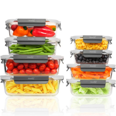 Homiu 8-Pack Glass Food Storage Containers With Leak-Proof LidsBpa-FreeOven & Microwave Safe from B&Q
