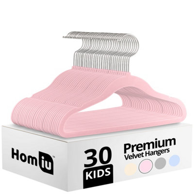 Homiu 30 Velvet Baby Hangers For BabiesInfantToddlers And KidsUnisex For Boys Or Girls (Pink) from B&Q