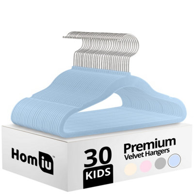 Homiu 30 Velvet Baby Hangers For BabiesInfantToddlers And KidsUnisex For Boys Or Girls (Blue) from B&Q