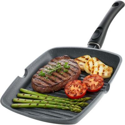 Homiu 29Cm Lightweight Aluminium Non-Stick Griddle Pan With Detachable HandleAll Hob CompatibleOven Safe Frying Pan Skillet from B&Q