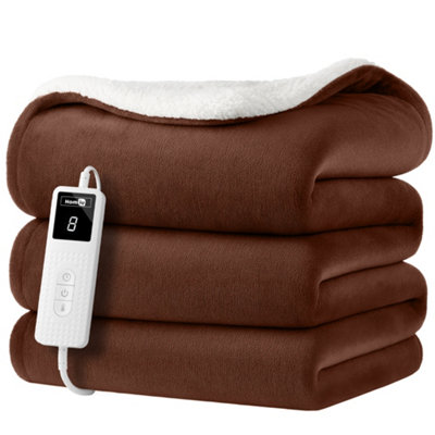 Homiu Electric Heated ThrowEnergy-Efficient Sherpa & Fleece Blanket 9 Heat Settings & Timer Auto Shut-Off & Overheat Protection from B&Q