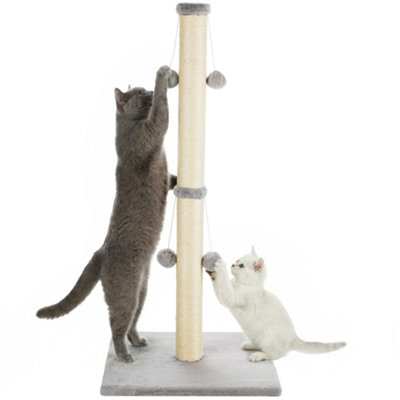 Daisy & Max Cat Scratching Post 86CmTall Sisal Cat Scratcher With Plush Sturdy Base & Hanging ToysDurable Cat Toys from B&Q