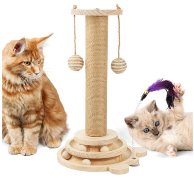 Daisy & Max Indoor Cat Scratching Post 45CmTall Sisal Cat Scratcher With Sturdy Base & Hanging ToysDurable Cat Toys from B&Q