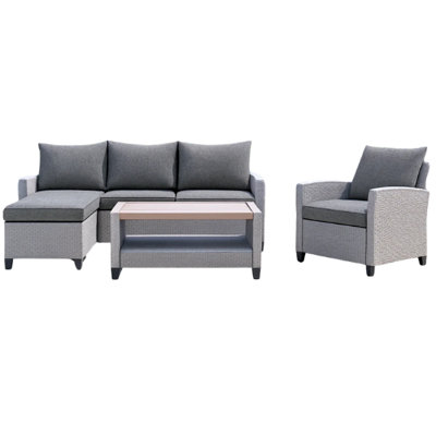 Mint Essentials Stockholm Outdoor Chaise Lounge Set With Armchair- Rattan Garden Removable Cushions from B&Q