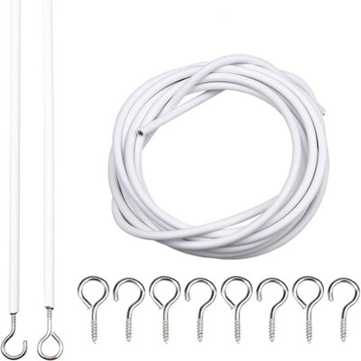 Homeelabador 4M White Curtain Wire Cord Cable With Free Hook And Eye Fittings from B&Q
