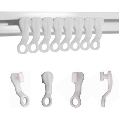 Homeelabador 100 Pieces Strong White Curtain Track Glide Runner Glider Sliding Hook from B&Q