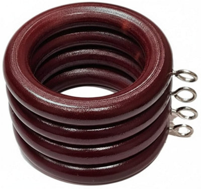Homeelabador 12 X Premium 35mm Mahogany Colour Solid Wood Curtain Pole Rings With Eyelets For Curtain Poles from B&Q