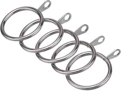 30mm Silver Colour Pole Curtain Rings With EyeletPack Of 24 from B&Q
