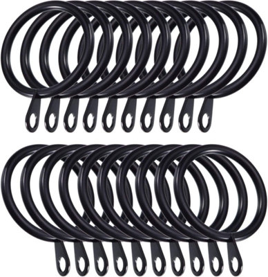 30mm Black Colour Pole Curtain Rings With EyeletPack Of 24 from B&Q