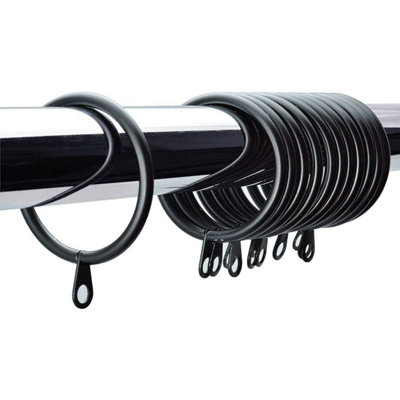 B&Q Black 30Mm Colour Pole Curtain Rings With Eyelet - Pack Of Size 12 B&Q