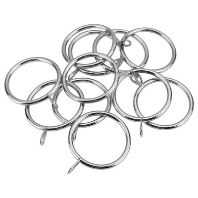 B&Q Silver 30Mm Colour Pole Curtain Rings With Eyelets - Pack Of Size 12 B&Q