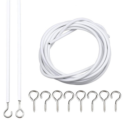 Homeelabador 4 Meter White Curtain Wire Cord Cable With Hook And Eye Fittings Net Curtain Kit For Window Curtain Hanging Net Curtains & Picture from B&Q