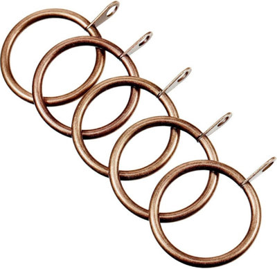 B&Q 40Mm Copper Colour Pole Curtain Rings With Eyelet - Pack Of 12 Large B&Q