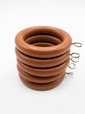 Homeelabador 24 X Premium 35mm Terracotta Colour Solid Wood Curtain Pole Rings With Eyelets For Curtain Poles from B&Q