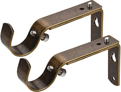 Homeelabador 2X Extendable Curtain Pole Brackets Brass Colour To Fit 19mm Diameter Curtain Poles from B&Q