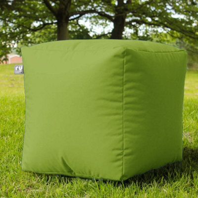 rucomfy Beanbags Rucomfy Indoor Or Outdoor Water Resistant Olive Cube Beanbag Footstool from B&Q