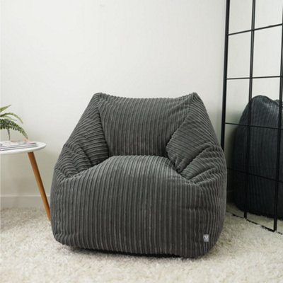 rucomfy Beanbags Rucomfy Indoor Large Snuggle Bean Bag ChairAdults Jumbo Cord Grey from B&Q