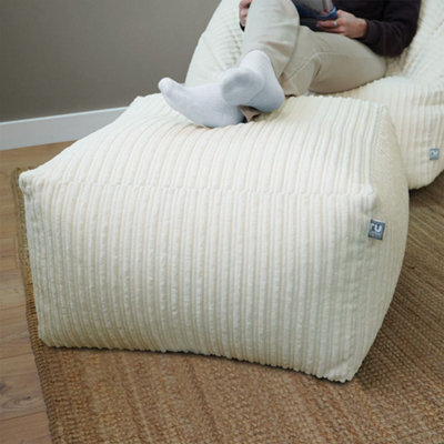 rucomfy Beanbags Rucomfy Indoor Large Ottoman PouffeJumbo Cord Ivory Bean Bag Footstool from B&Q