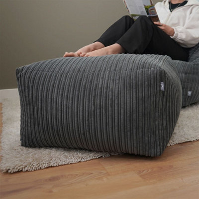 Rucomfy Beanbags Grey Rucomfy Jumbo Cord Ottoman Beanbag - Slate