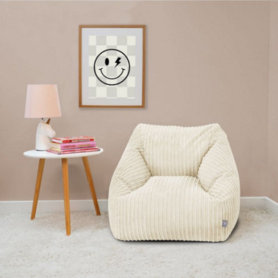 rucomfy Beanbags Rucomfy Indoor Snuggle Bean Bag Chair For KidsIvory Jumbo Cord from B&Q