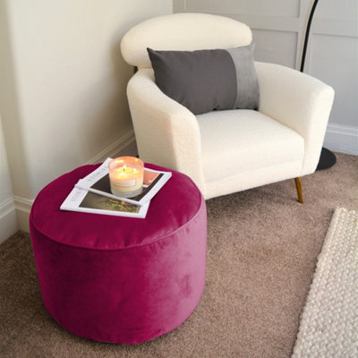 rucomfy Beanbags Rucomfy Velvet Cerise Pink PouffeIndoor Bean Bag Footstool from B&Q