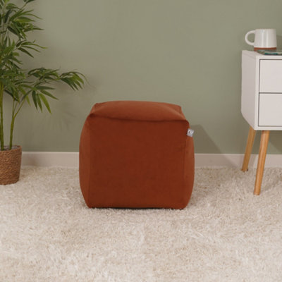 rucomfy Beanbags Rucomfy Velvet Cube Bean Bag PouffeRust Soft Stylish Comfortable Footstool from B&Q