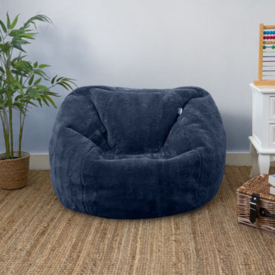 rucomfy Beanbags Rucomfy Slouchbag Kids Bean BagFaux FurNavy Bean Bag For Children from B&Q