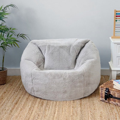 rucomfy Beanbags Rucomfy Slouchbag Kids Bean BagFaux FurLight Grey Bean Bag For Children from B&Q