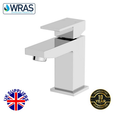  - Solo Chrome Basin Mixer Square Tap With Click Clack Waste