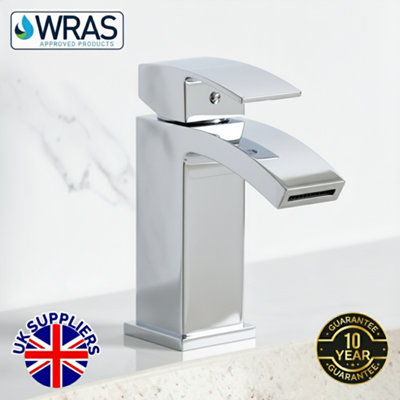  - Decent Chrome Waterfall Basin Mixer Tap With Click Clack Waste